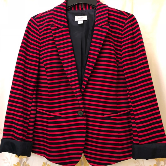 LOFT Jackets & Blazers - Red and black striped blazer